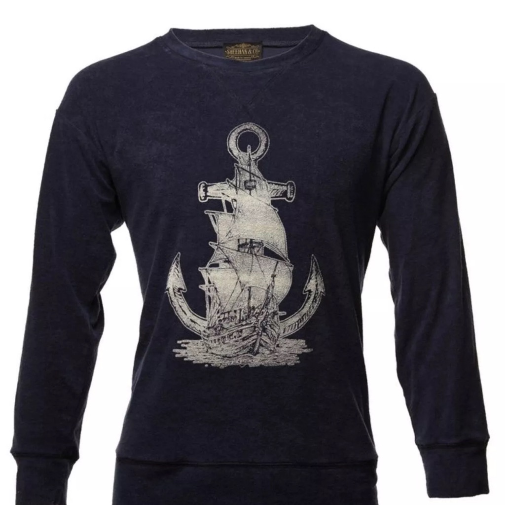 Sheehan Co 100 Cotton Velour Schooner Sweatshirt Sz L Made In Usa Sheehan Co 100 Cotton Velour Schooner Sweatshirt Sz L Made In Usa
